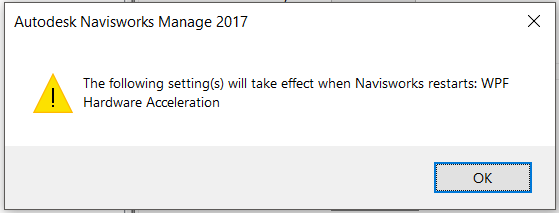 Navisworks WPF off warning