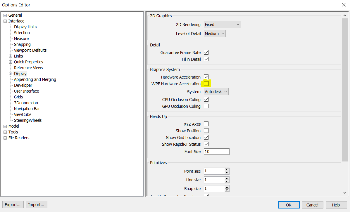 Navisworks WPF off